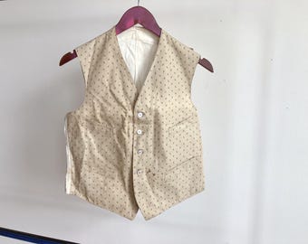 Chaleco formal de algodón pequeño de los años 1910/20 / Chaleco antiguo de algodón para hombre de los años 20