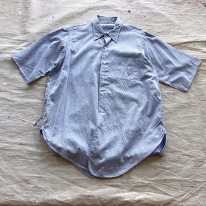 Medium / Large 40s Men&#39;s Blue Patterned Cotton Dress Shirt / Pattern Imported Cotton Pocket 1940s Gusset