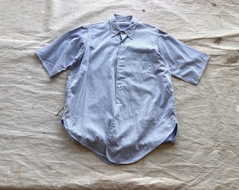 Camicia da uomo in cotone blu con fantasia anni '40, taglia M/L, con tasca in cotone importato con fantasia