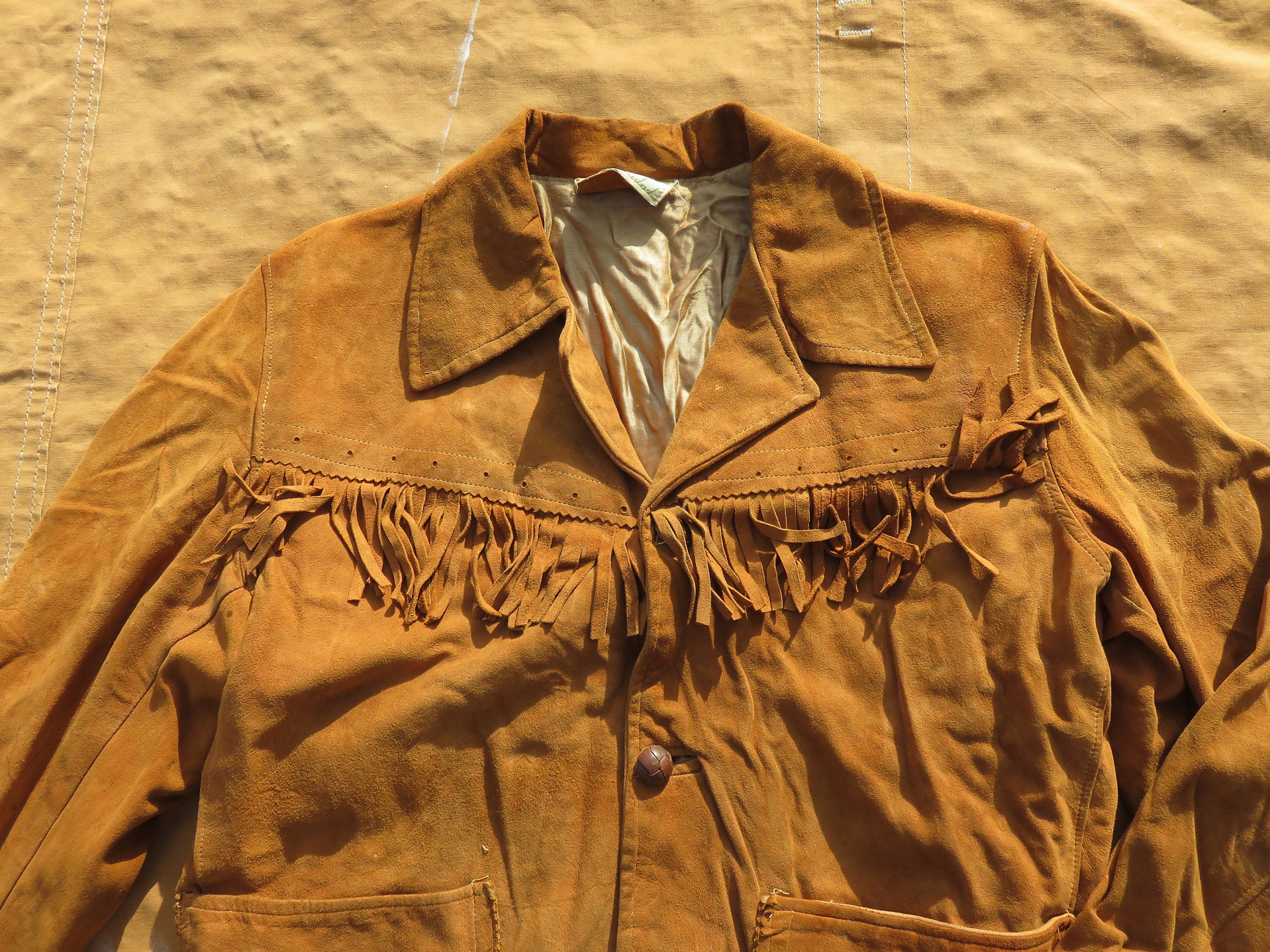 未使用 RRL 1960S VINTAGE SUEDE-TRIM COAT Vintage 50s 60s Leather Fringe Western Motorcycle Coat