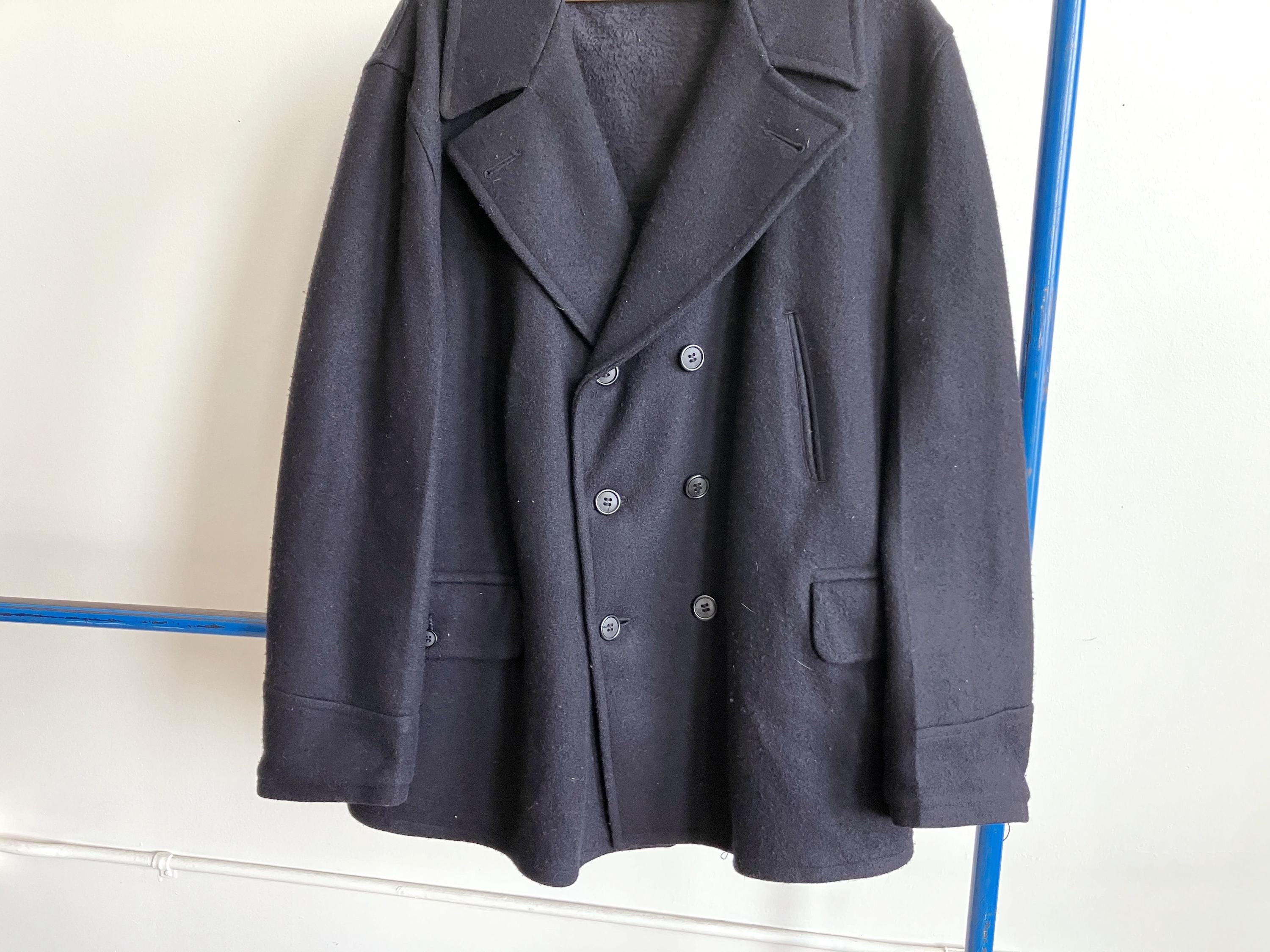 XL / XXL 30年代 ウール マキノウ コート / 1930年代 メンズ ネイビー 