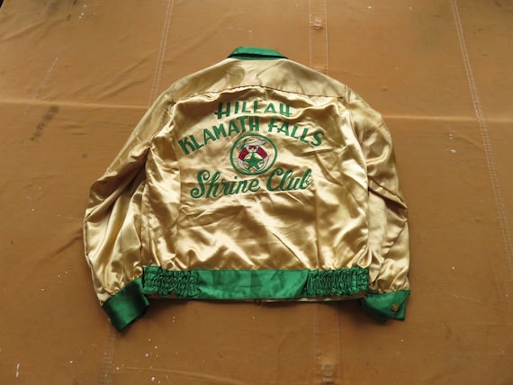 ジャケット・アウター @@50s vintage bowling jacket Large 50s Embroidered Satin Bowling Jacket / Chainstitch