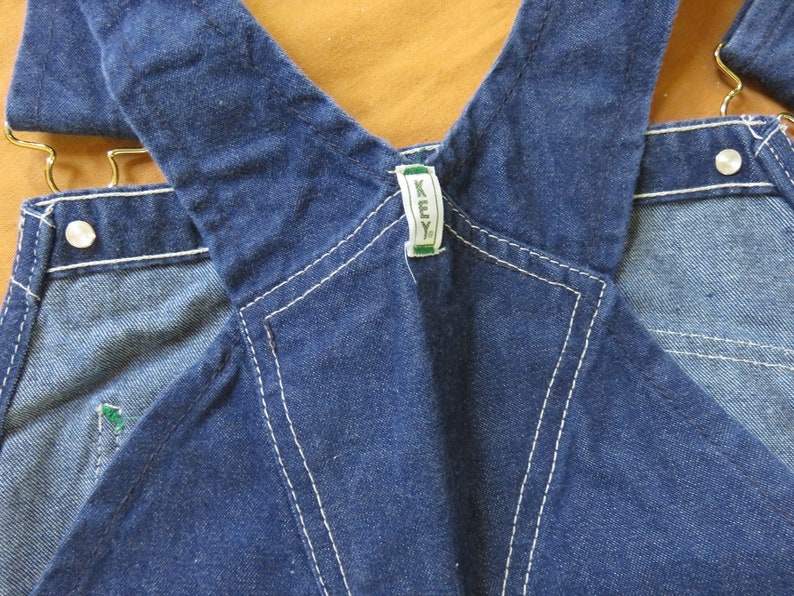 32 34 Tall Jeans 1990s Aristocrat Medium 90s Key Imperial Denim Overalls  Dark Wash Farmer Bibs Dungarees