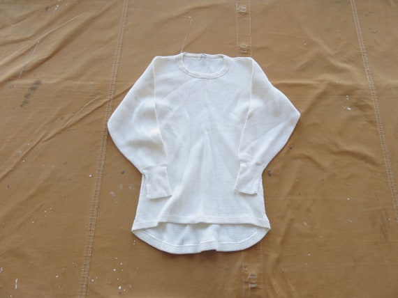 XS 50s Cotton Thermal Shirt / White Long Underwear Long Johns
