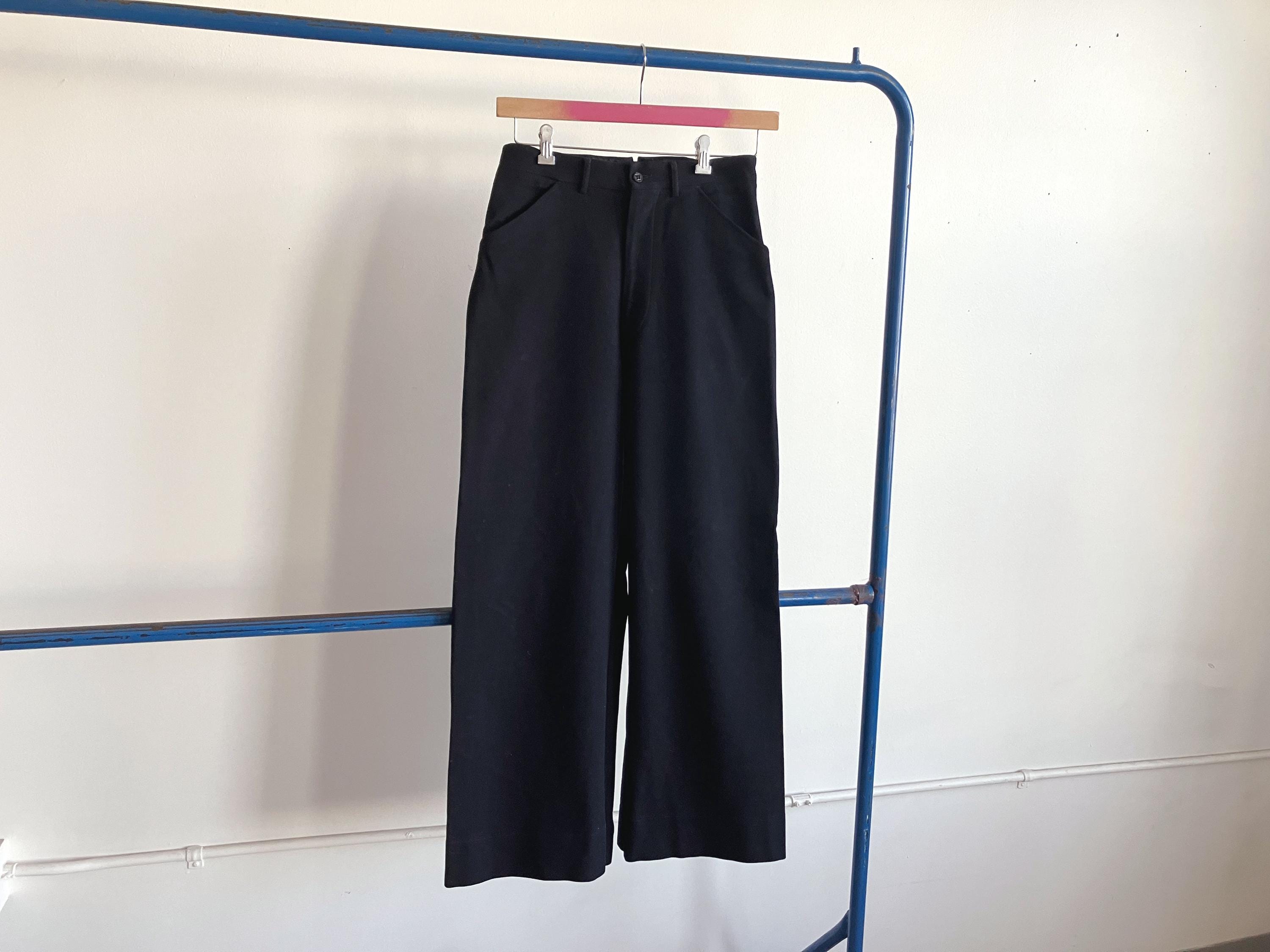 Pantalon Vintage US Navy - Laine Bleue - Taille 30x26 - Coupe Large Style Cloche