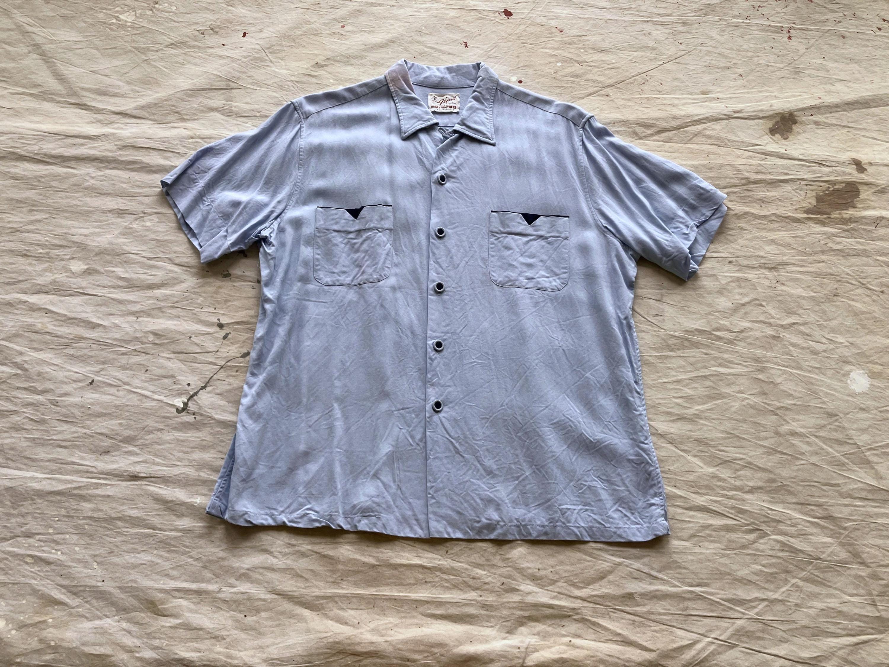 トップス 50s vintage rayon shirt Long Wear] Vintage Rayon Gabardine Open Collar Shirt [1950s