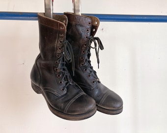 Men's 7 Wide 50s US Army Cap Toe Combat Boots / 1950s Russet Brown 8