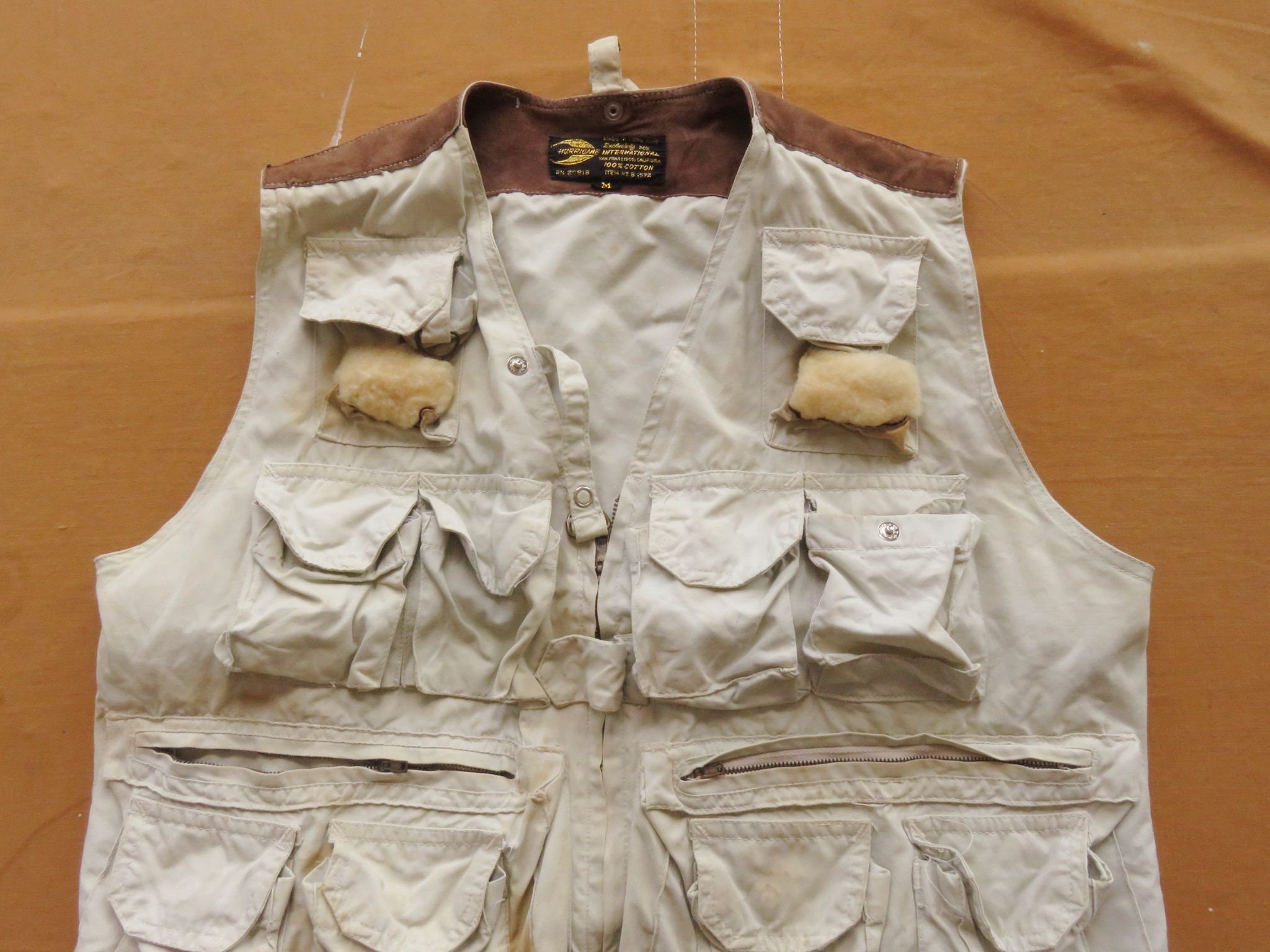 BigWeekend Medium 70s Cotton Fishing Vest / Hurricane International 1970s Multi-Pocket Utility Vest