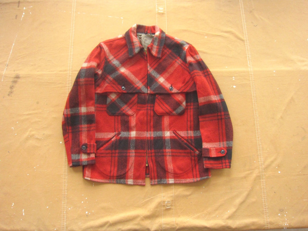 ▽MONTMAC 60'S WOOL ZIP UP JACKET USA M- Vintage 1960s Woolrich Buffalo Plaid Wool Zip up Jacket