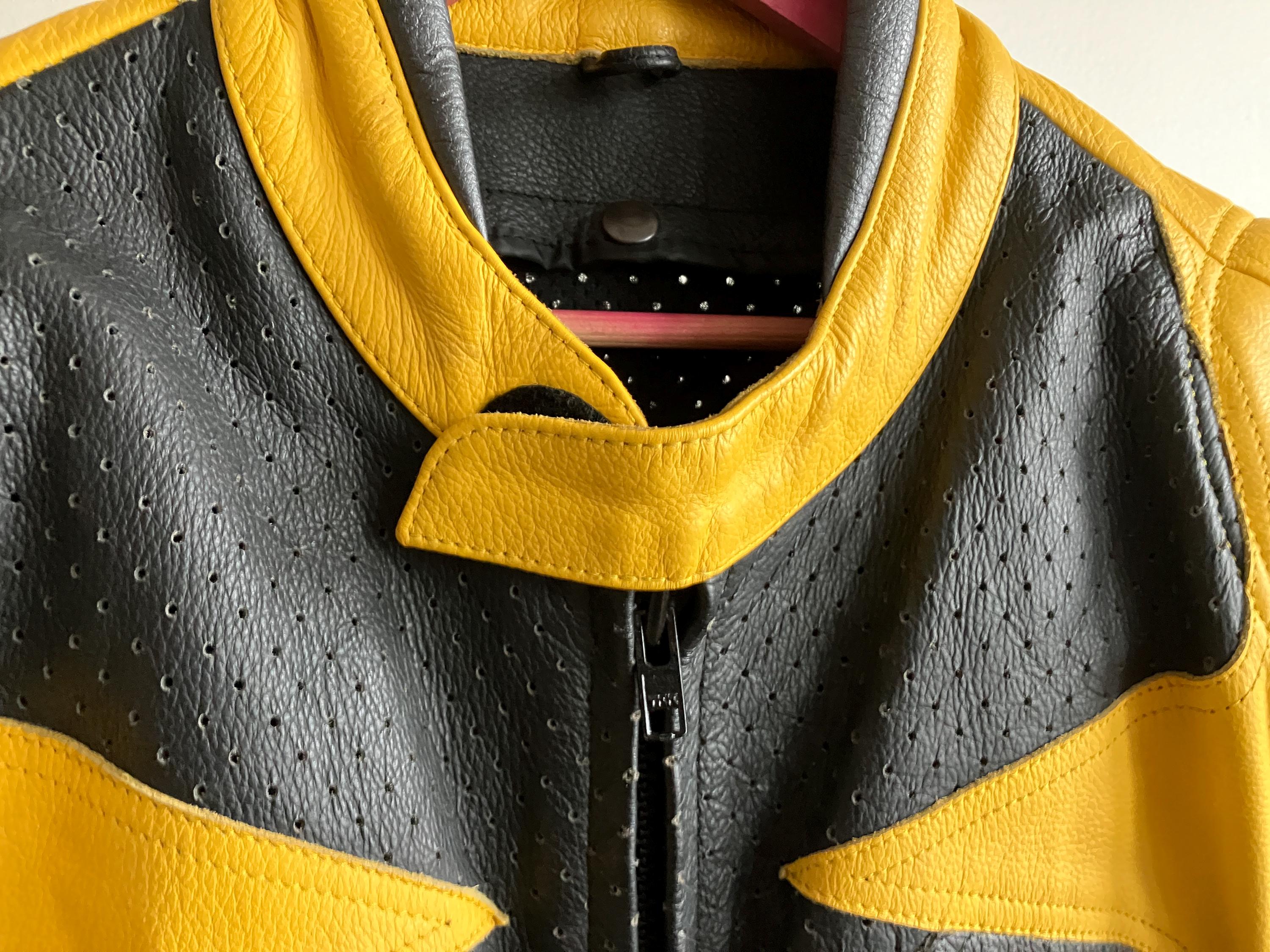 XL 90s / 00s Leather Motocross Jacket / Racing Black Yellow