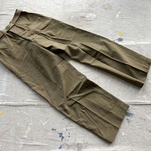 31 x 30 40s US Army Wool Uniform Trousers / 1940s Mens Green Wool Uniform Pants Military WW2 WWII Web Belt