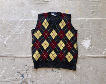 Small / Medium 70s / 80s Polo Argyle Sweater Vest / Made in Great Britain Wool Plaid 1970s 1980s Ralph Lauren