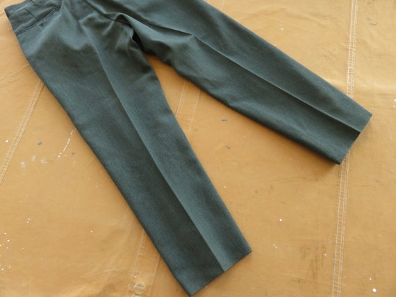 34 x 31 50s / 60s Wool Whipcord Pants / Green For… - image 9