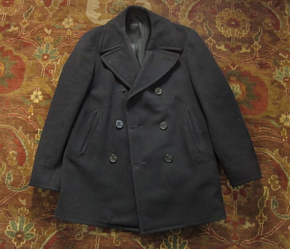 Medium 40s US Navy Blue 100% Wool Kersey Peacoat /