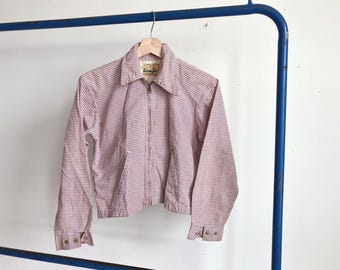 Large 50s Embroidered Satin Bowling Jacket / Chainstitch 1950s