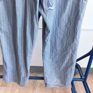 XL / XXL 90s Thrashed Dickies Coveralls / Herringbone Twill Striped Denim Mechanics Mended Jumpsuit image 20