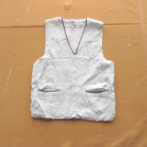 Small 50s Gabardine & Cotton Knit Vest / Campus, Wool, 1950s, Sweater Vest Shirt