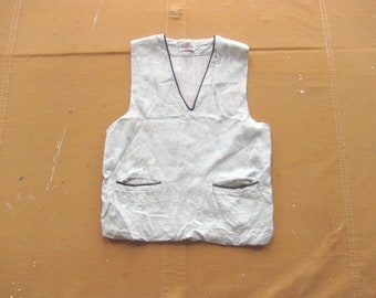 Small 50s Gabardine & Cotton Knit Vest / Campus, Wool, 1950s, Sweater Vest Shirt