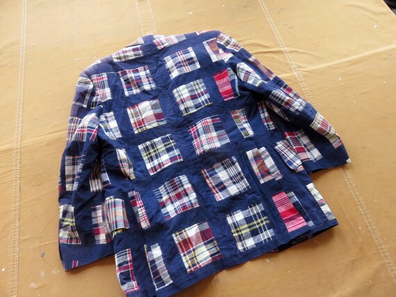 Small / Size 38 60s Madras Plaid Patchwork Sport … - image 8