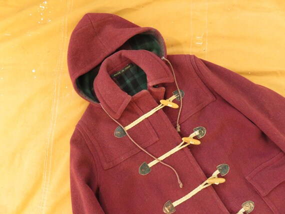 Maroon duffle coat cheap