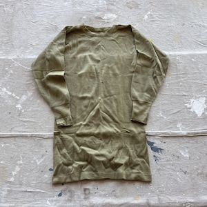 XS / Small 40s US Navy Wool & Cotton Thermal Undershirt / Long Sleeve Green Sweater 1940s US Army Military Knit Winter Shirt T-shirt 40