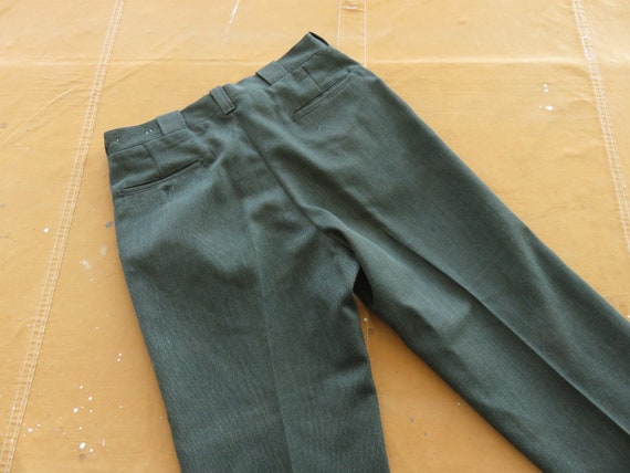 34 x 31 50s / 60s Wool Whipcord Pants / Green For… - image 8