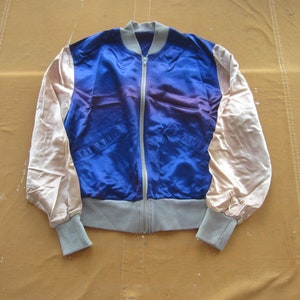 Medium 70s Acetate Jacket / Roller Rink 1970s, Sears, Two Tone Bomber, Sun Faded