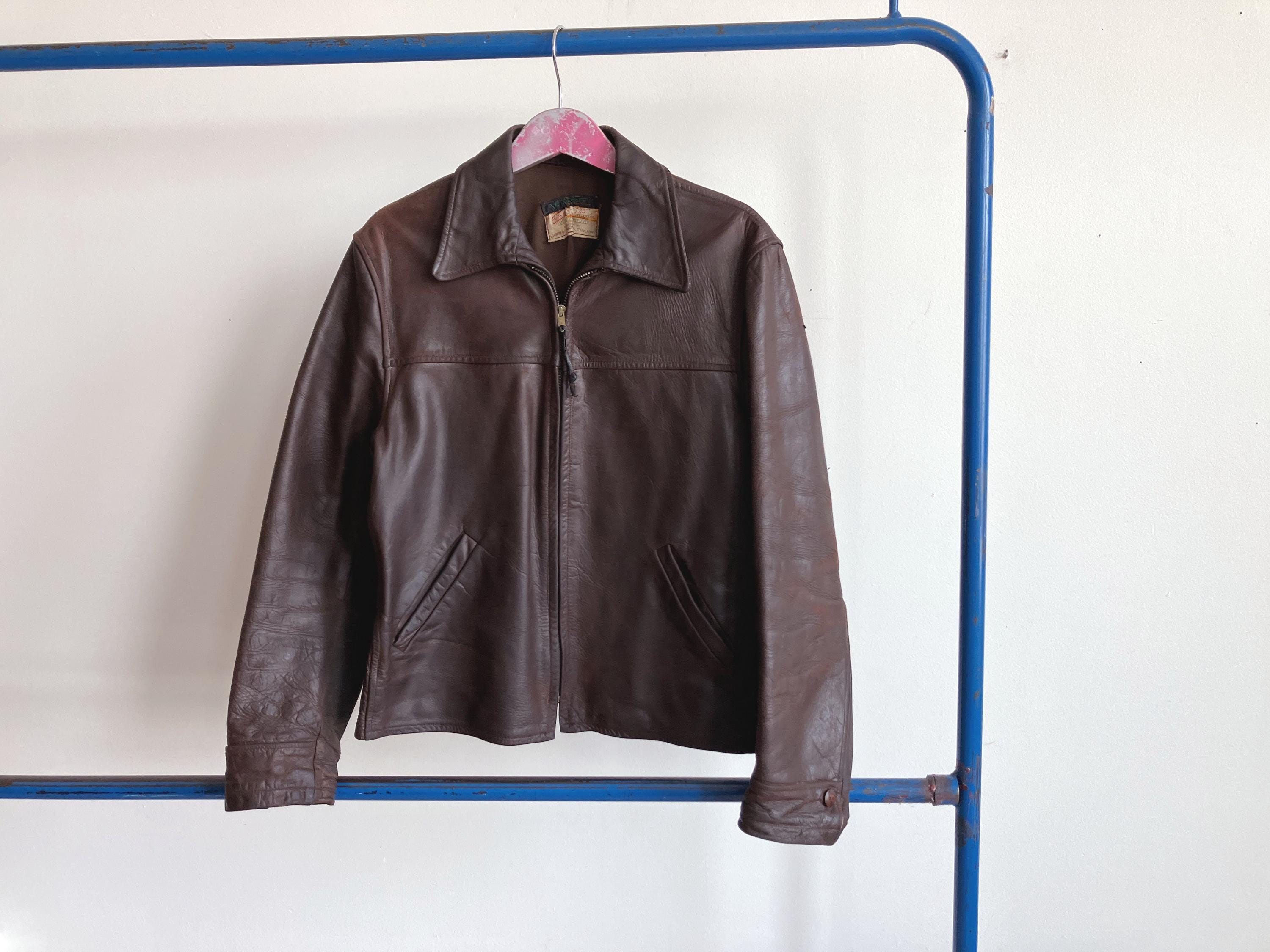 1940s leather jacket - Etsy 日本