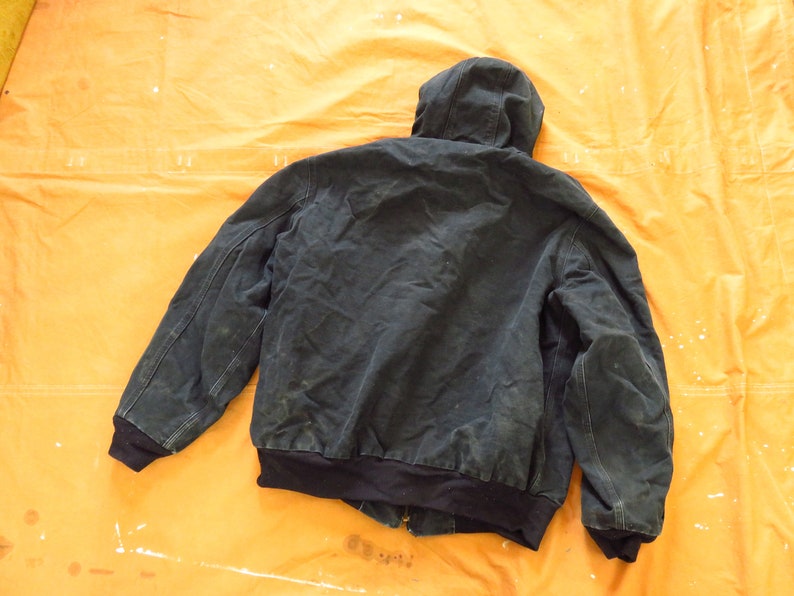 Hoodie 1990s Lined Detroit XXL 90s Carhartt Black Hooded Jacket Canvas Distressed Faded XL Made in USA