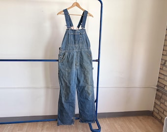 Medium 50s / 60s Big Mac Low Back Overalls / Denim Jeans Farmer Cotton 32 34