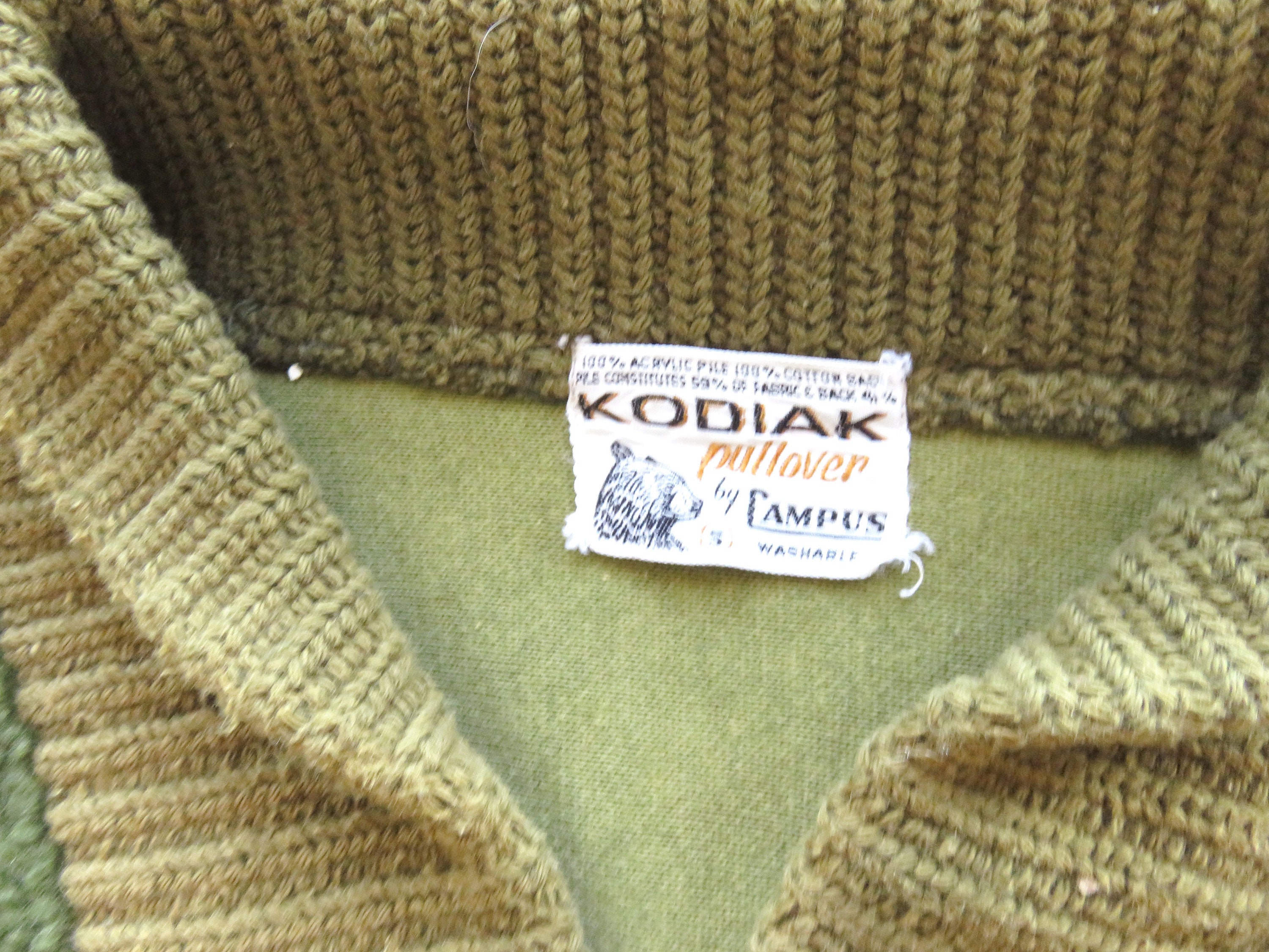 XS 50s / 60s Campus Kodiak Green Fleece Pullover Jacket
