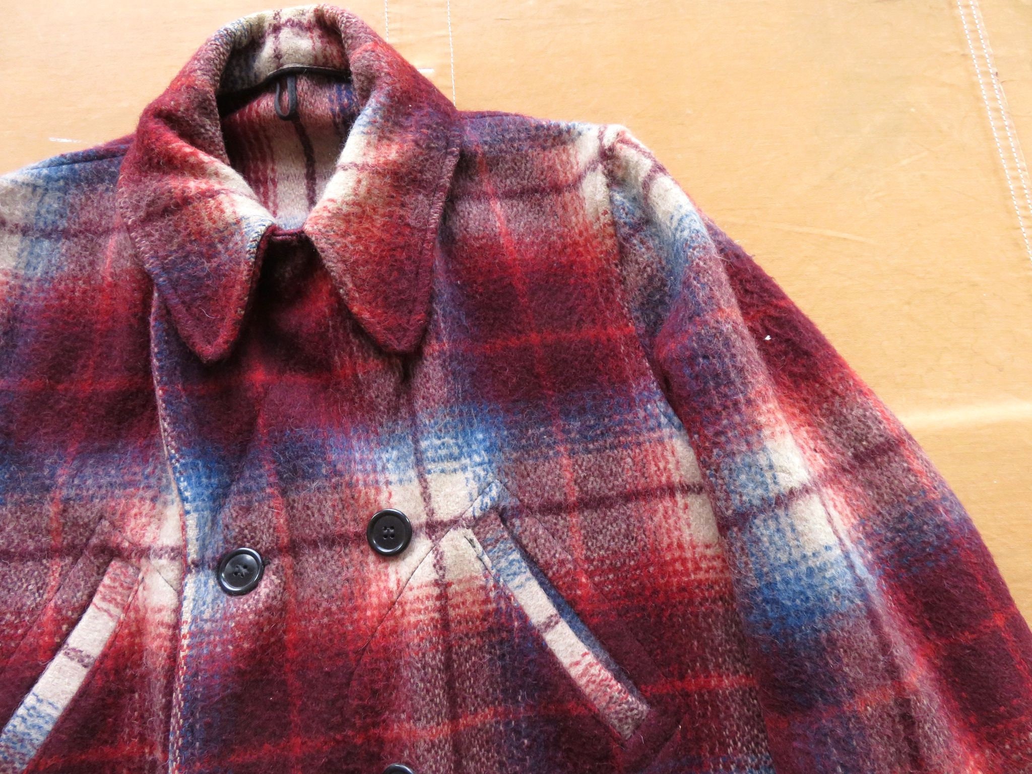 Large 30s / 40s Plaid Belt-back Mackinaw Jacket / Double Large 30s / 40s Plaid Belt-back Mackinaw Jacket / Double