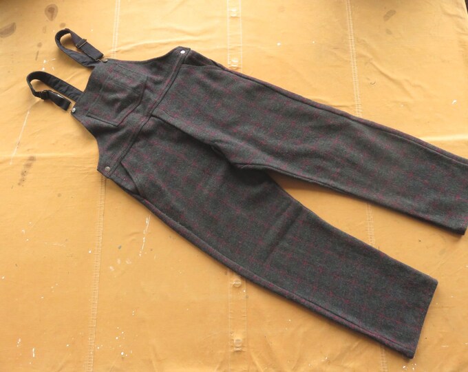 Large 80s Wool Plaid Hunting Overalls / Codet Heavy Wool Flannel Mens ...