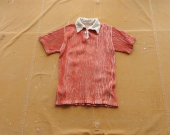 XS / Small 40s / 50s Cotton Ribbed Playshirt / 1940s 1950s Polo Shirt Chenille Terry Cloth Cabana Shirt