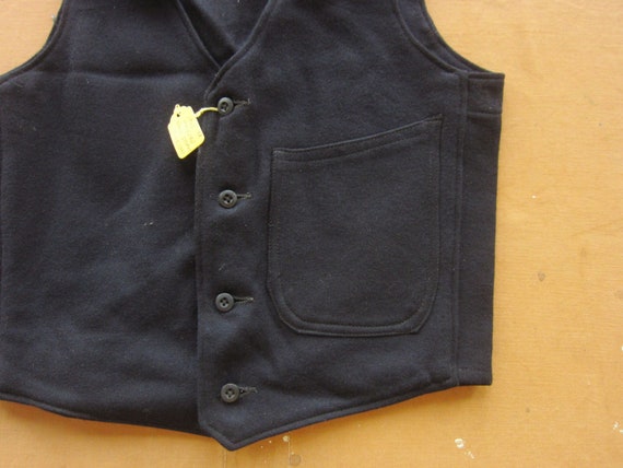 XS 40s Japanese Military Wool Vest / Navy Blue Bl… - image 5