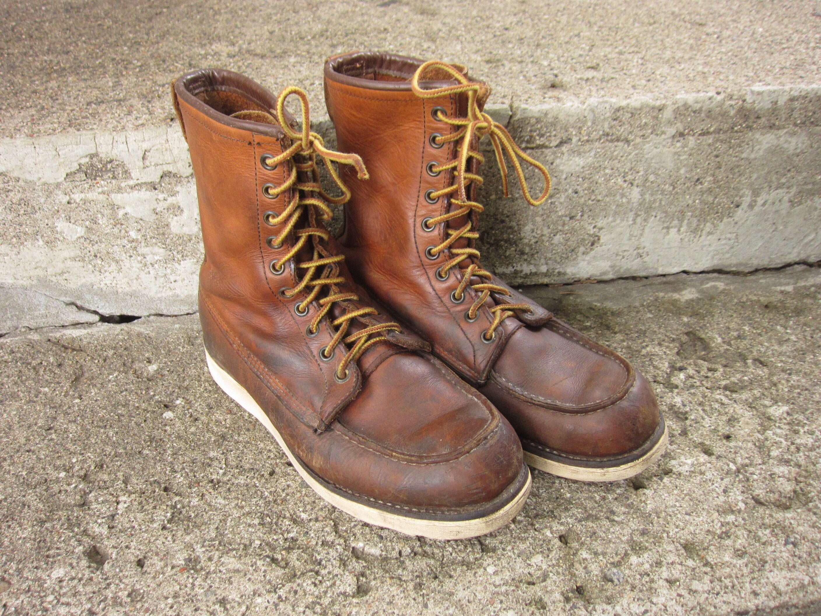 Botas de caza de 10 30s / 40s GH Bass Moc Toe hunting boots / Heavy Wear Zapatos Zapatos para hombre Botas Botas de trabajo y estilo militar Distressed Damaged Leather Work Boots Quail Hunter 