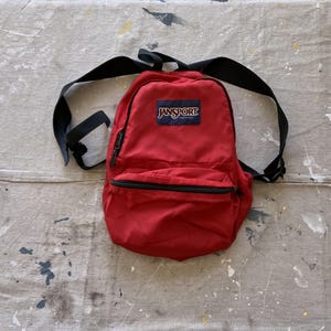 Vintage 80s Jansport Mini Red Nylon Backpack / Vintage Book Bag Backpack 1990s 1980s Made in USA