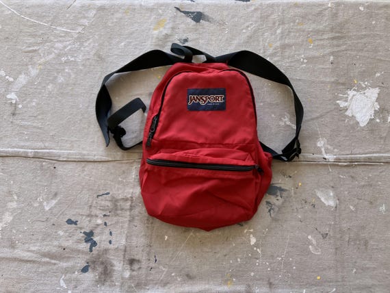 Vintage 80s Jansport Mini Red Nylon Backpack / Vintage Book Bag