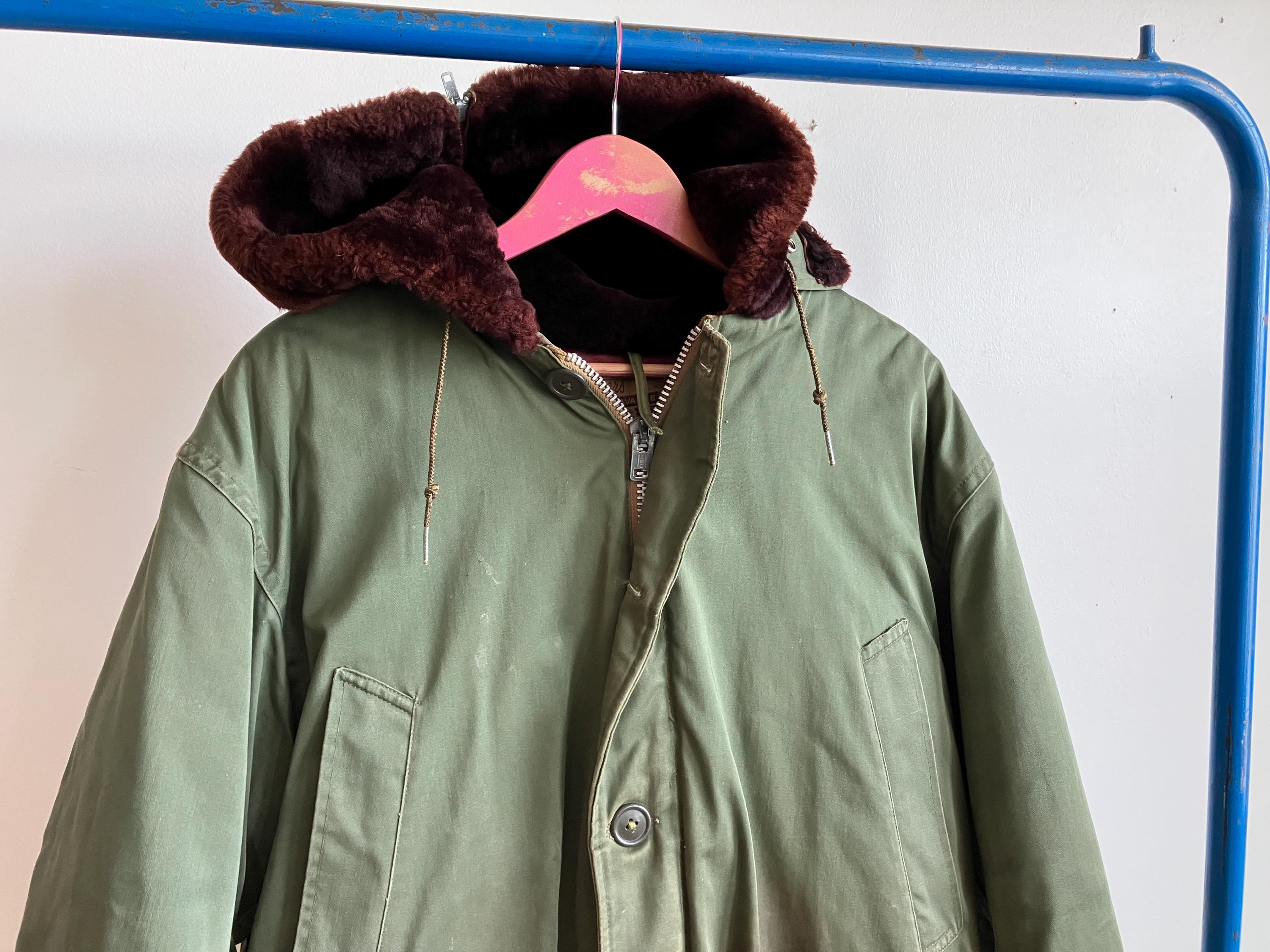 Large 50s Civilian B-9 Style Parka / Mouton Sheepskin Hood 1950s