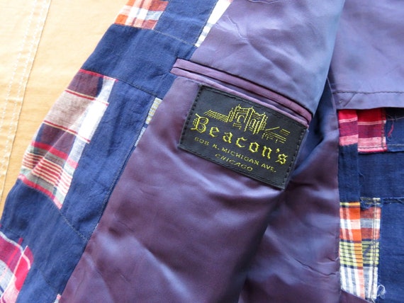 Small / Size 38 60s Madras Plaid Patchwork Sport … - image 7