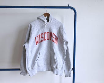 XL 90s Wisconsin Athletic Hoodie/ 1990s Hooded Sweatshirt