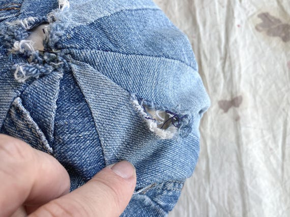 Small / Medium 70s Handmade Denim Patchwork Hat /… - image 5