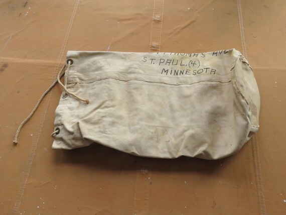 Vintage 40s US Navy Sea Bag Canvas Duffel / Named… - image 6