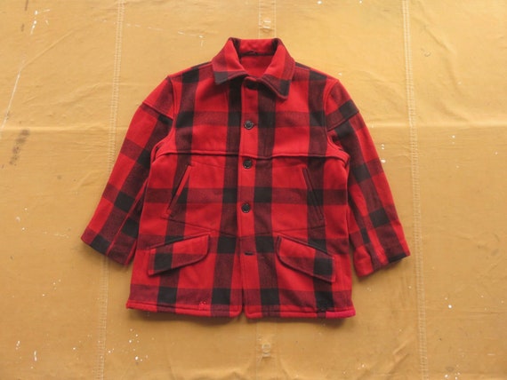 Medium 50s / 60s Buffalo Plaid Wool Hunting Mackinaw Jacket 