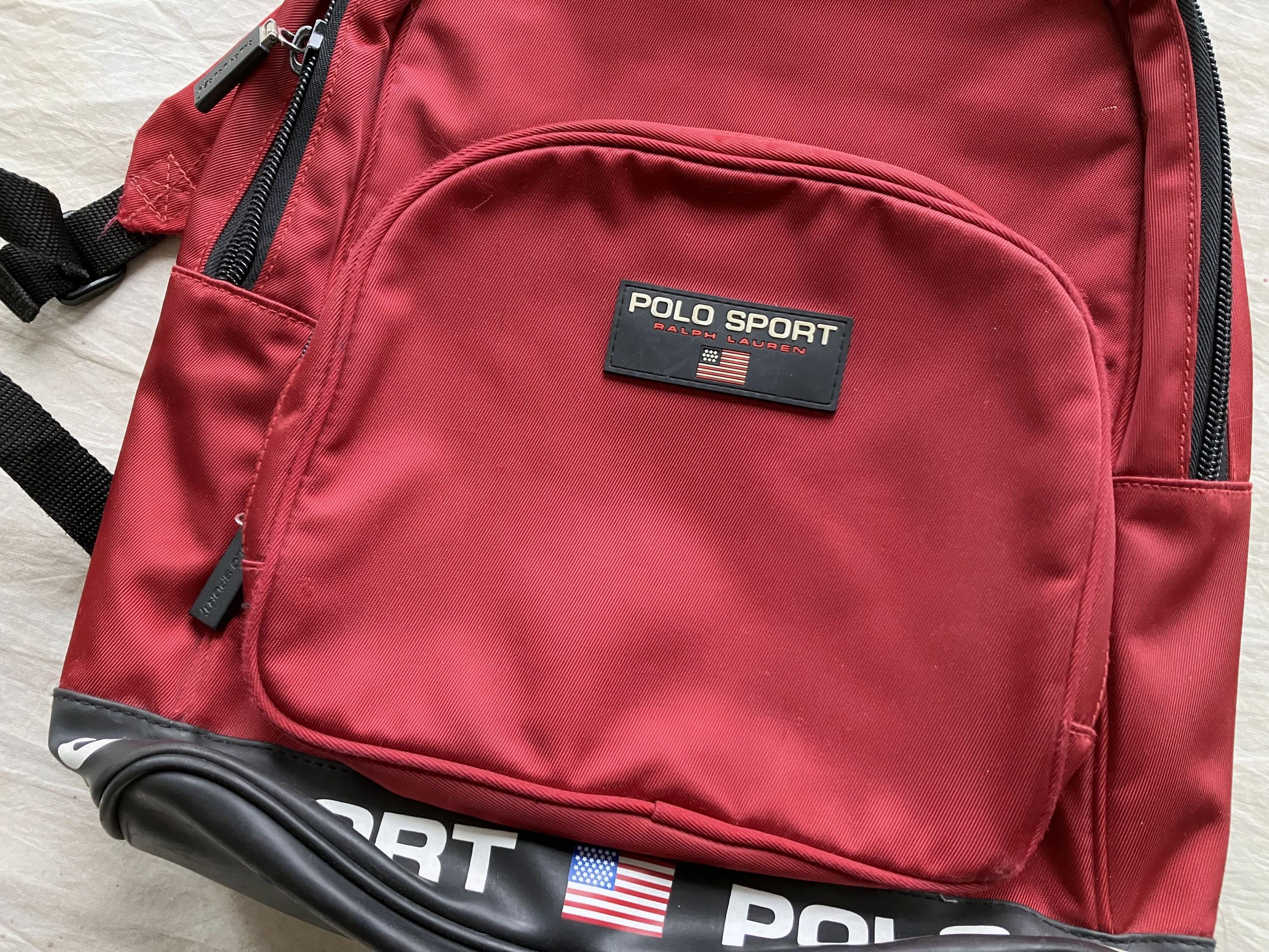 Vintage 90s Polo Sport Vinyl Bottom Backpack / 1990s Red