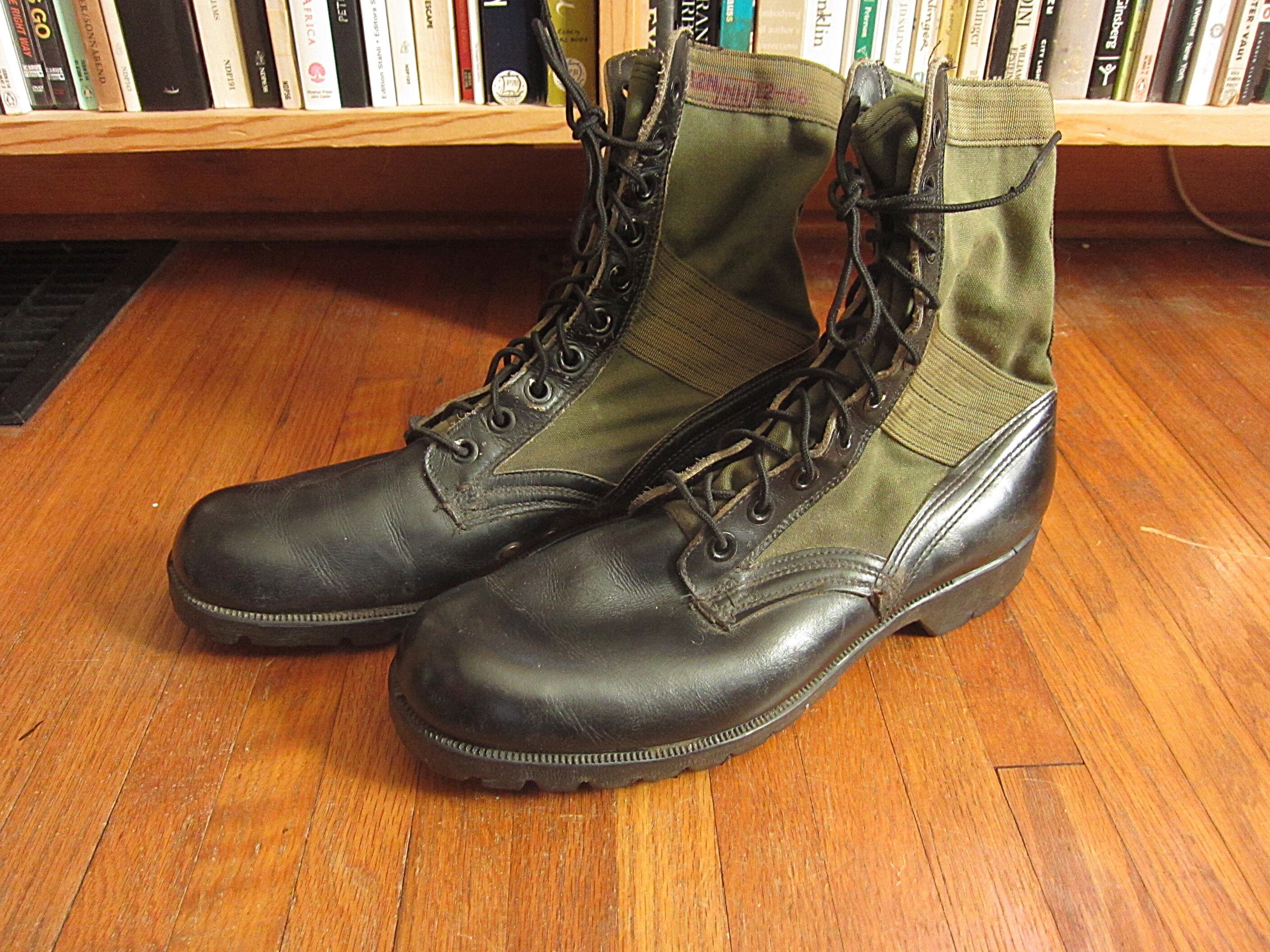 Tamaño 12 60s US Army Jungle botas Spike Protective Vietnam Era 1960s verde negro Canvas Rubber High Ankle Combat Tamaño 12 60s US Army Army Army Jungle botas Spike Protective Vietnam Era 1960s verde negro Canvas Rubber High Ankle Combat 49592d