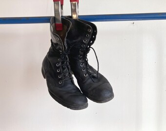 Men's 10 / 10.5 60s US Army Combat Boots / 1960s Leather Work Military Distressed