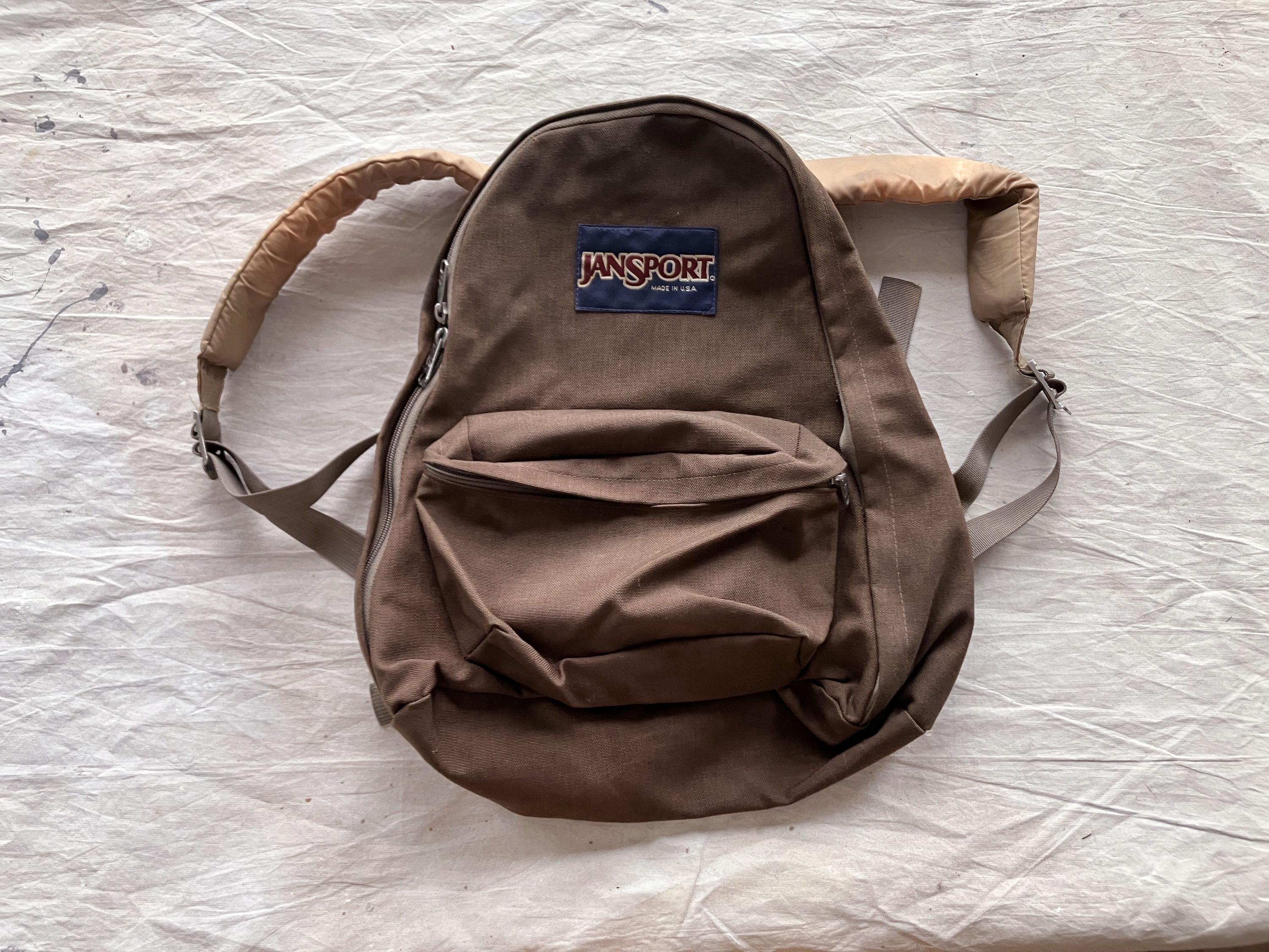 Vintage 90's Jansport Backpack Bag Suede Leather Bottom Red