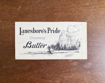 Antique 1920s Original Pen & Ink Advertising Drawing Butter Mountain Lanesboro Packaging Design
