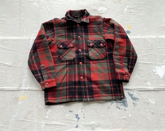 Small / Medium 40s / 50s Woolrich Wool Plaid Shirt Jacket / Wool Flannel 1940s 1950s